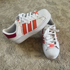 Adidas superstar platform orange and pink shoes only worn once